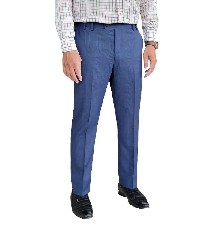 Men’s Formal Trouser Slim Fit Plain Front Cross Pocket Color: 874 Navy Check