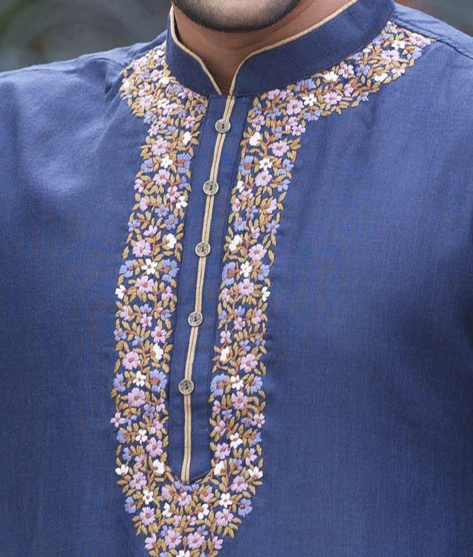 Men's Punjabi & Pajama : Dark Bluish Design