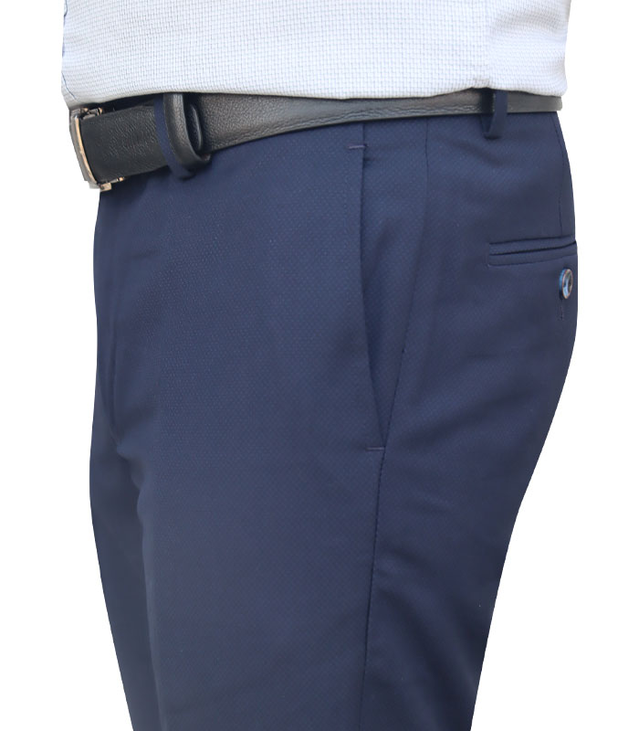 Men's Formal Trouser Slim Fit Plain Front Cross Pocket Color: E/W (Blue ...