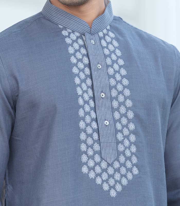 Men's Exclusive Punjab & Pajama : Grey Design - FIT ELEGANCE