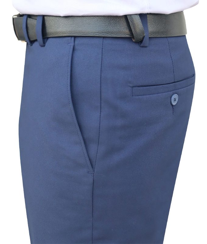 Men's Formal Trouser Slim Fit Plain Front Cross Pocket Color: 72 ( Blue)