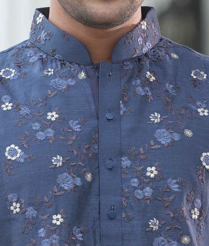 Men's Exclusive Punjabi & Pajama : Dark Blue Design