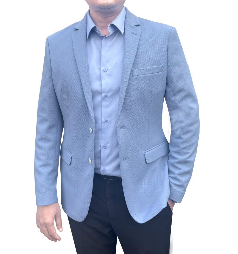 Men's Formal Blazer Color: (EW) Sky Blue Dott - Image 2