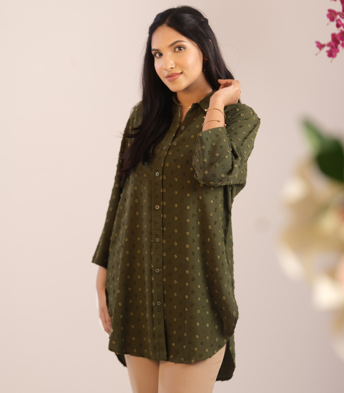 Feme Kurti:  Olive Long Shirt
