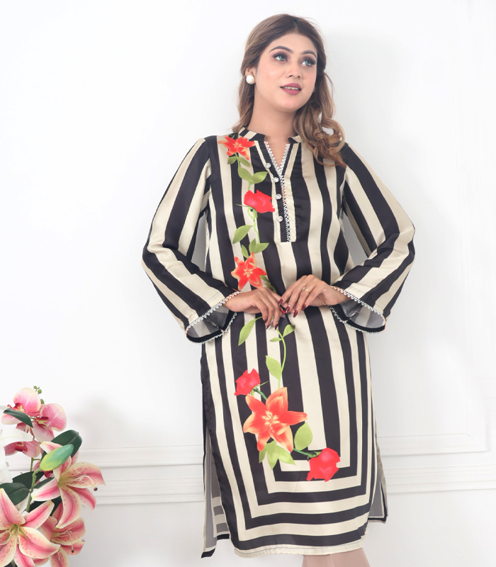 Feme Kurti:  Black Strip Design