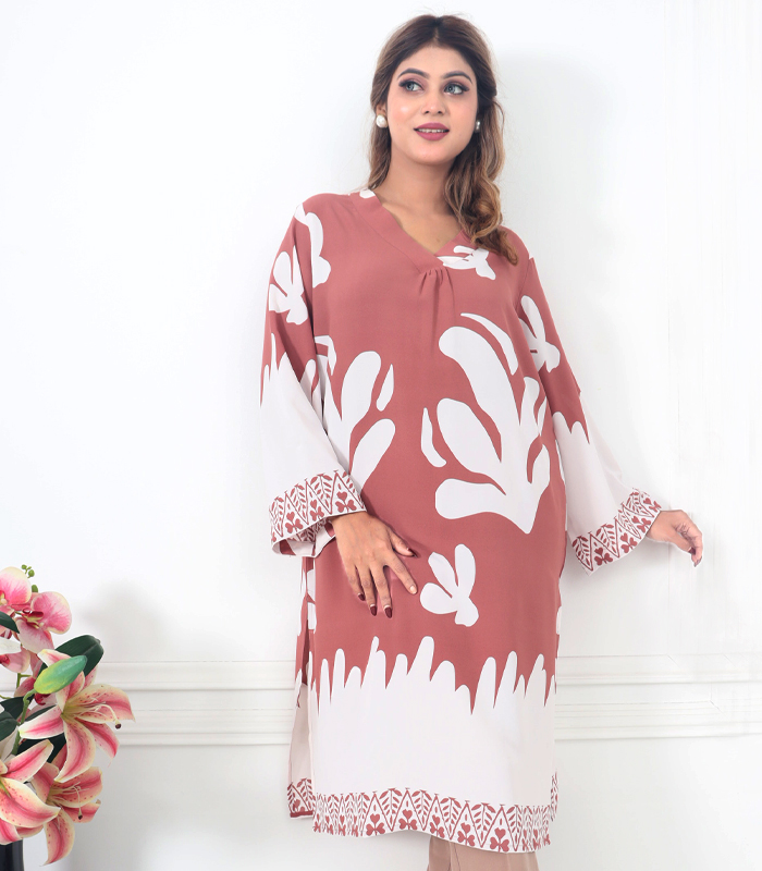 Feme Kurti:  Maroon Floral Design