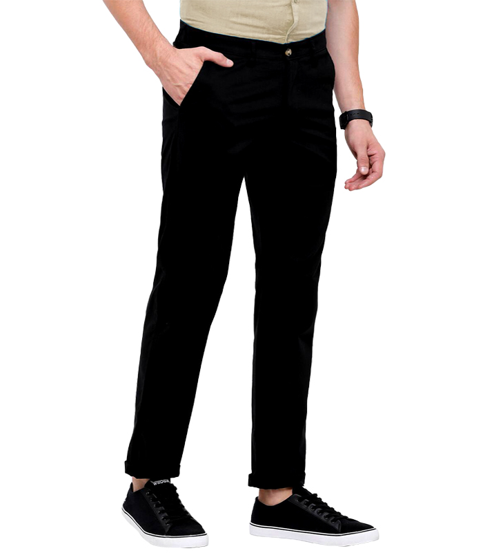 Men’s Trouser 100% Cotton Regular Fit Cross Pocket : (859) Black Design(2)
